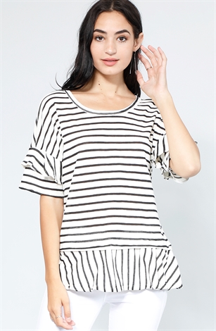 Striped Ruffle Detailed Top