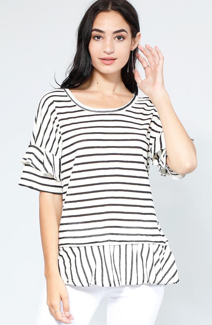 Striped Ruffle Detailed Top