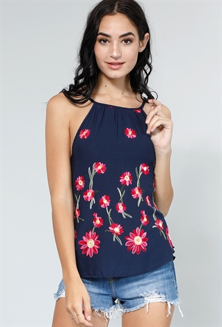 Floral Embroidered Cami Top