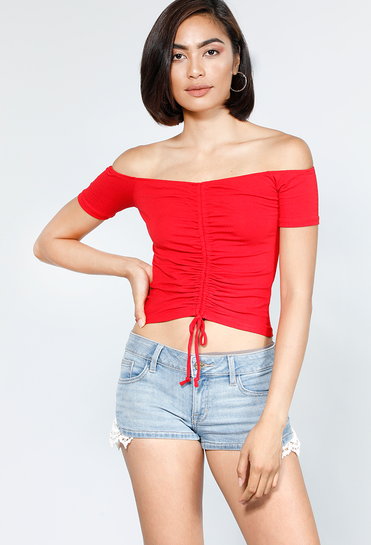Tie Front Off The Shoulder Casual Top