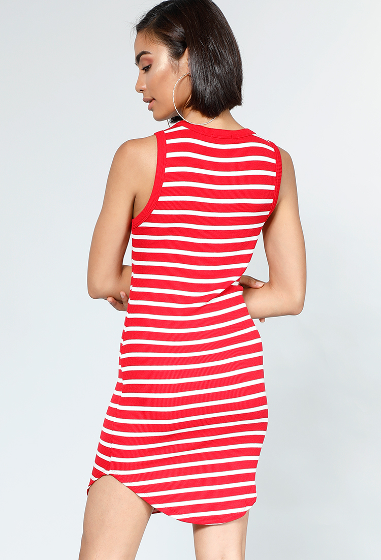 Striped Front Lace-Up Dress