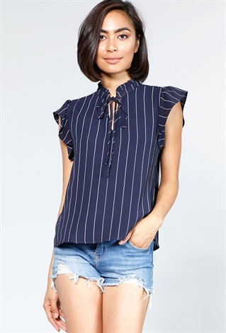 Striped Front Tie Top