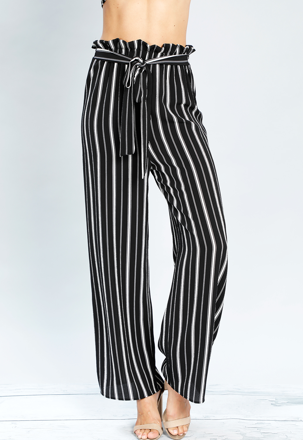 Striped Ruffle Waist Pants