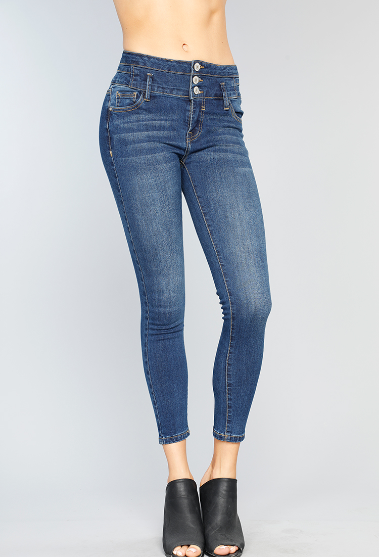 Multiple Button High Rise Jeans
