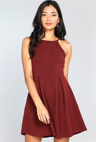 Halter Fit-And-Flare Dress