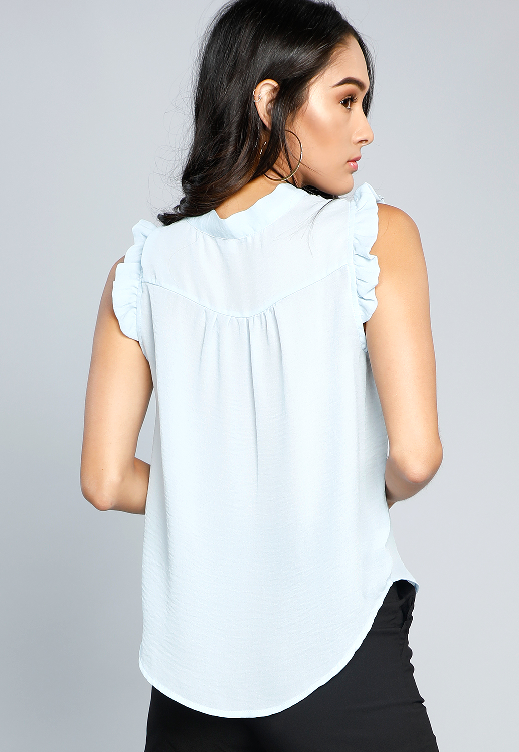 Front Tie Ruffle Detail Top