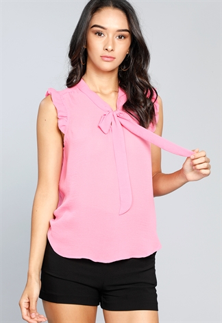 Front Tie Ruffle Detail Top