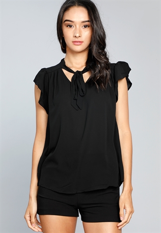 Front Tie Ruffle Blouse