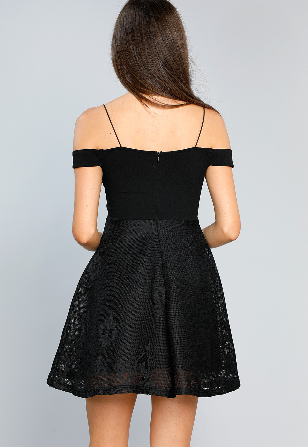 Lace Layered Off The Shoulder Mini Dress