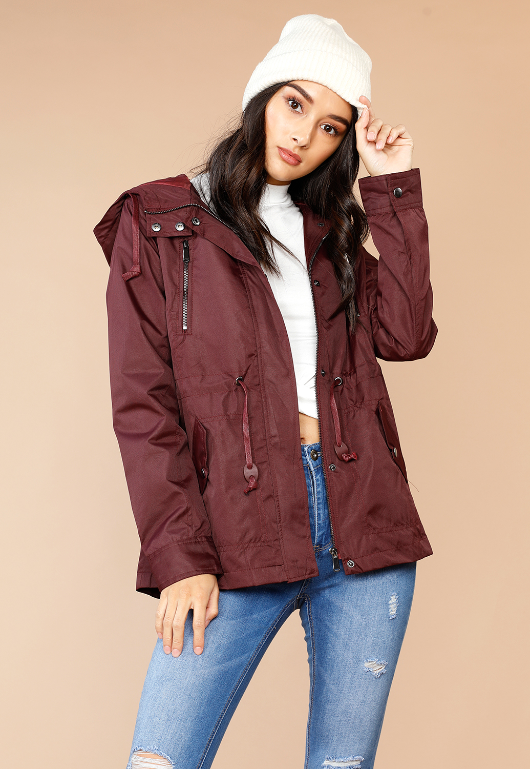 Hooded Button Up Jacket