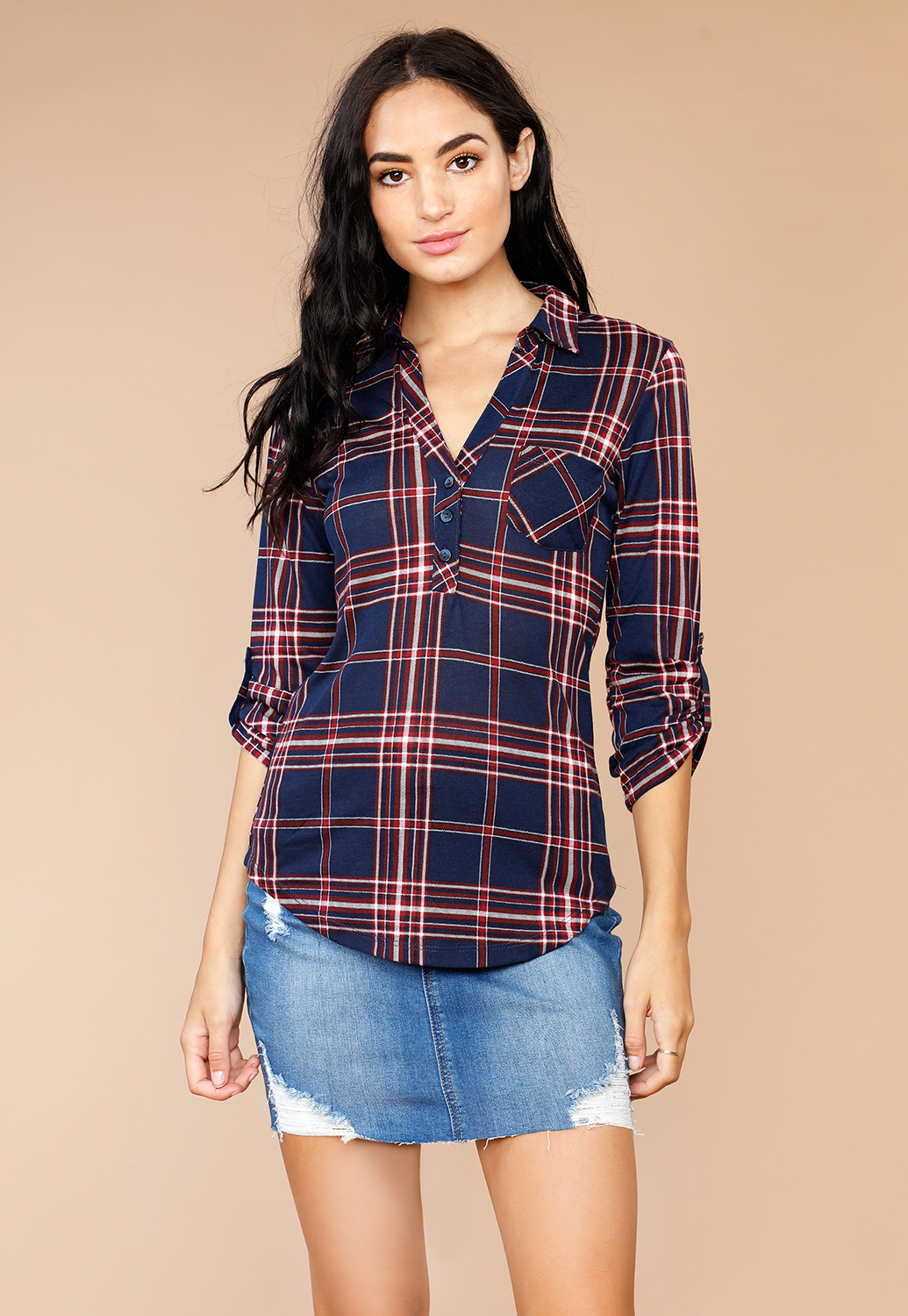 Button Up Long Sleeve Flannel Top