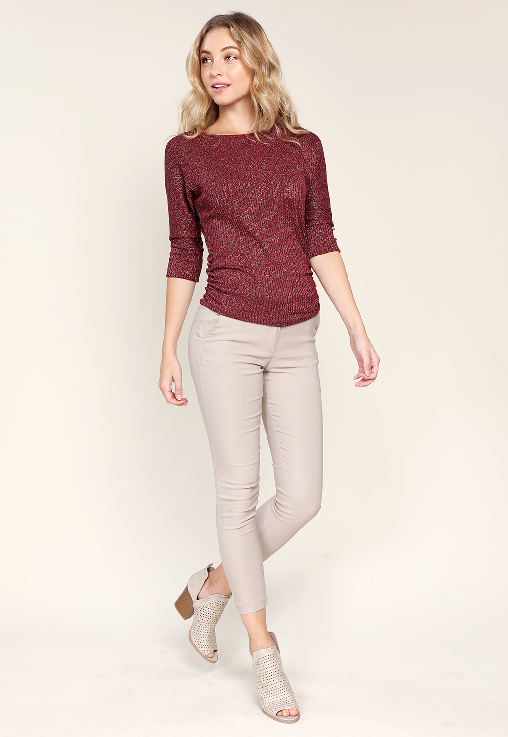 Ruched Side Basic Knit Top