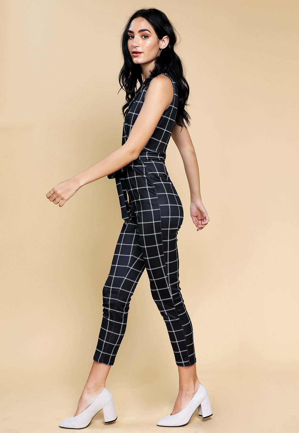 Pinstriped Tie Back Jumpsuit