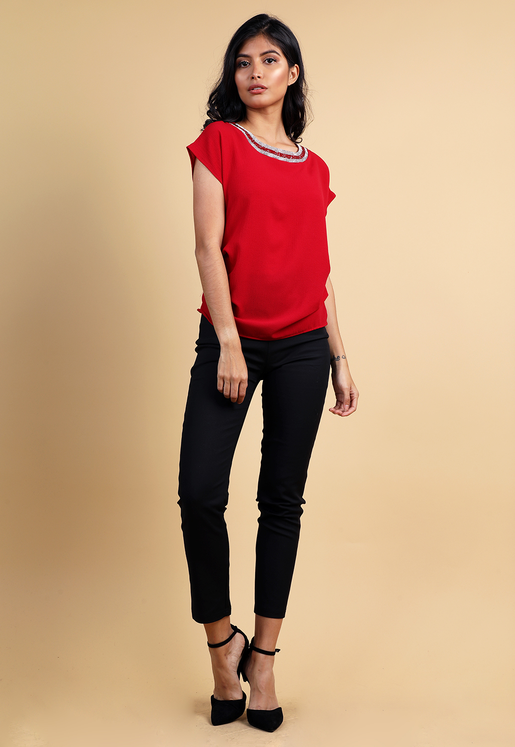 Linestone Side Ruched Detail Top