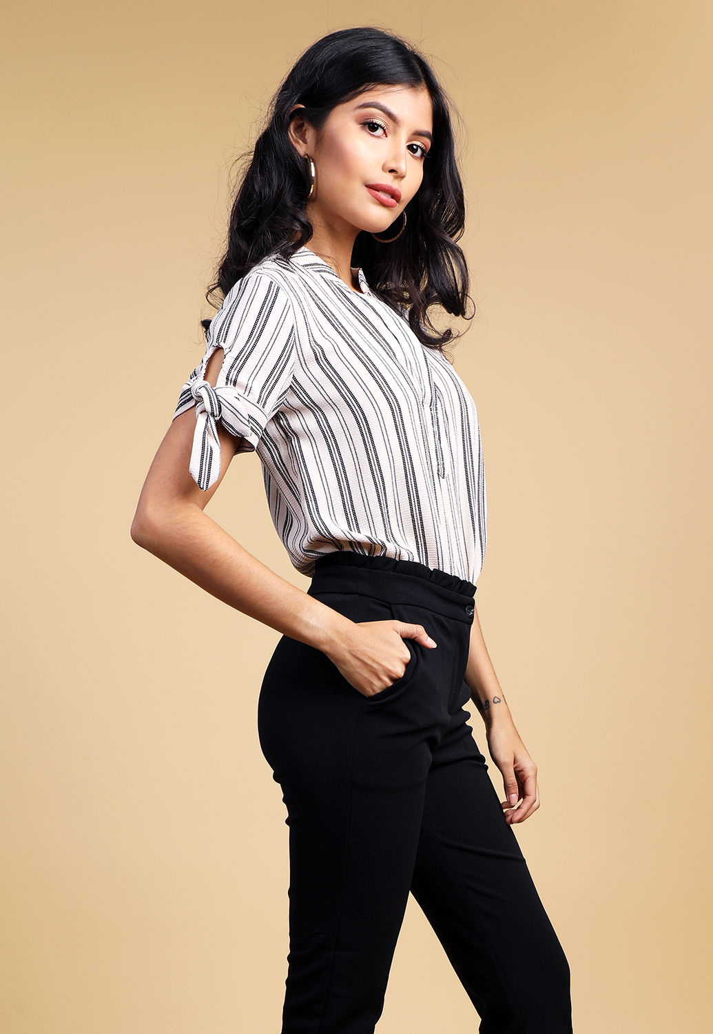 Pinstriped Long Sleeve Top