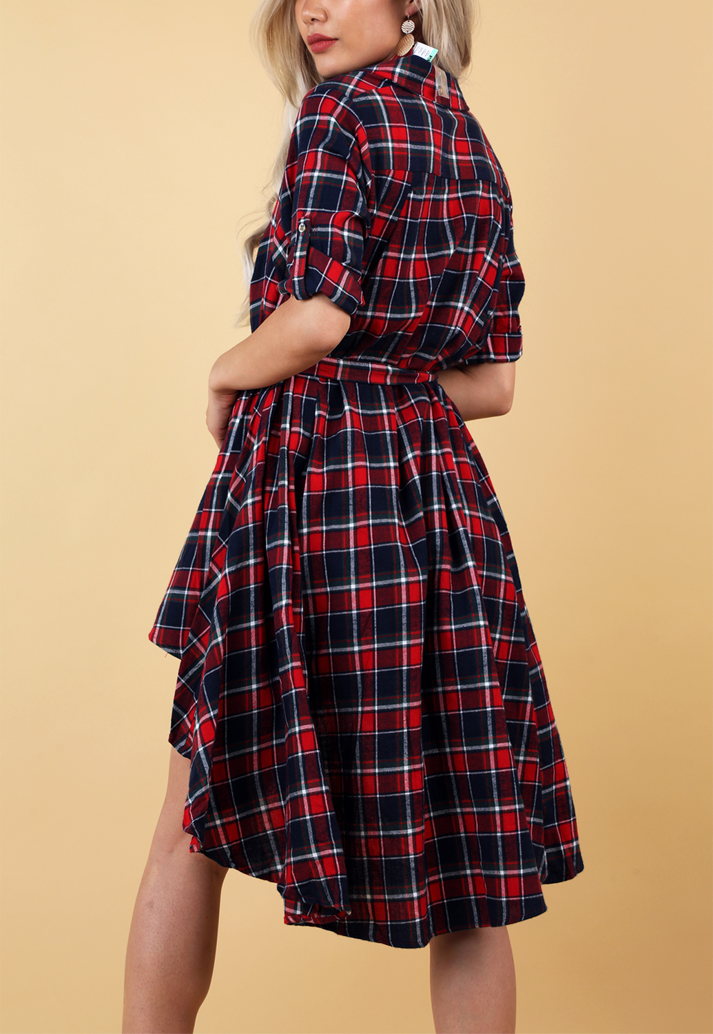 High-Low Plaid Flannel Dress