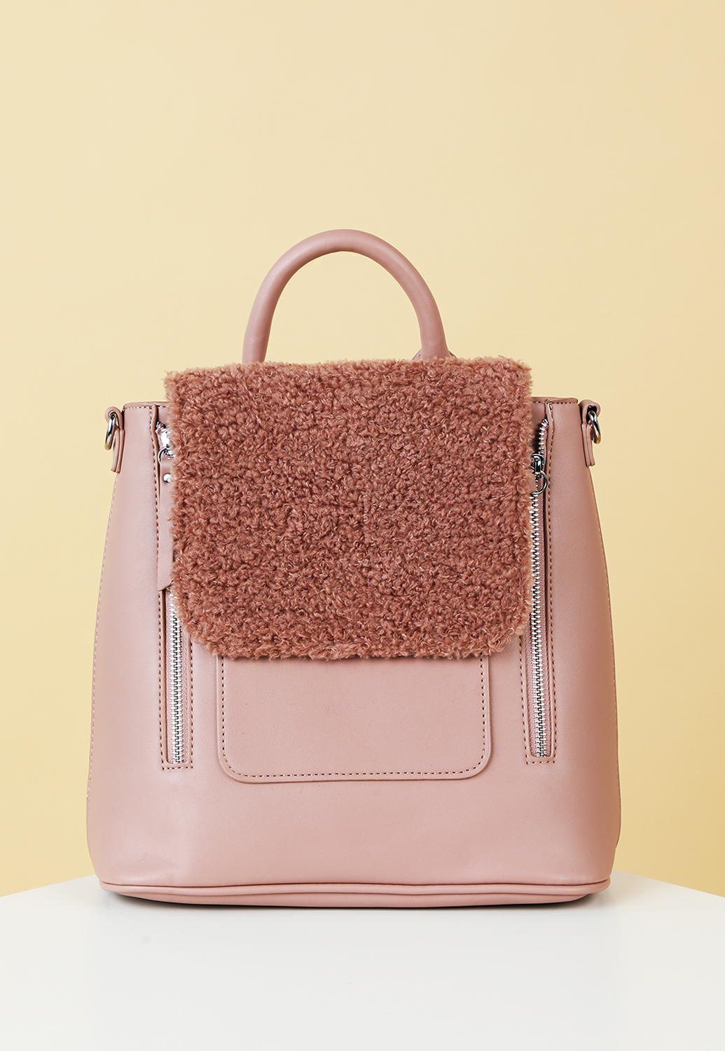 Faux Shearling Backpack