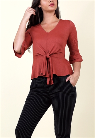 Tie Front Flounce Casual Top