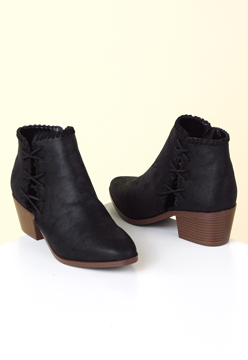 Faux Leather Lace-Up Bootie