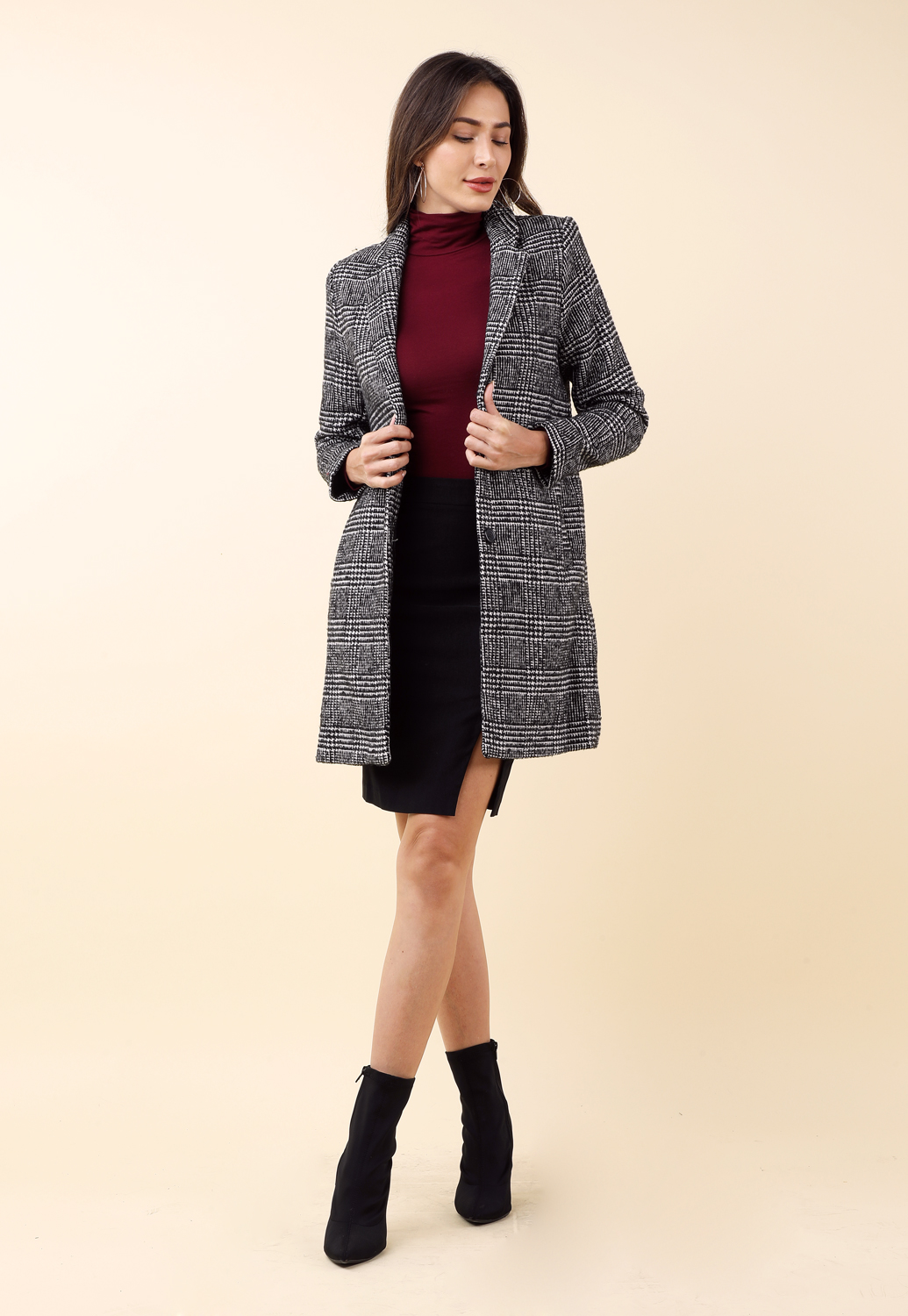 Houndstooth Double Breasted Coat 