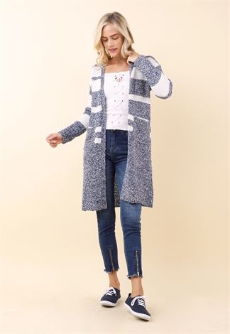 Striped Open Front Cardigan 