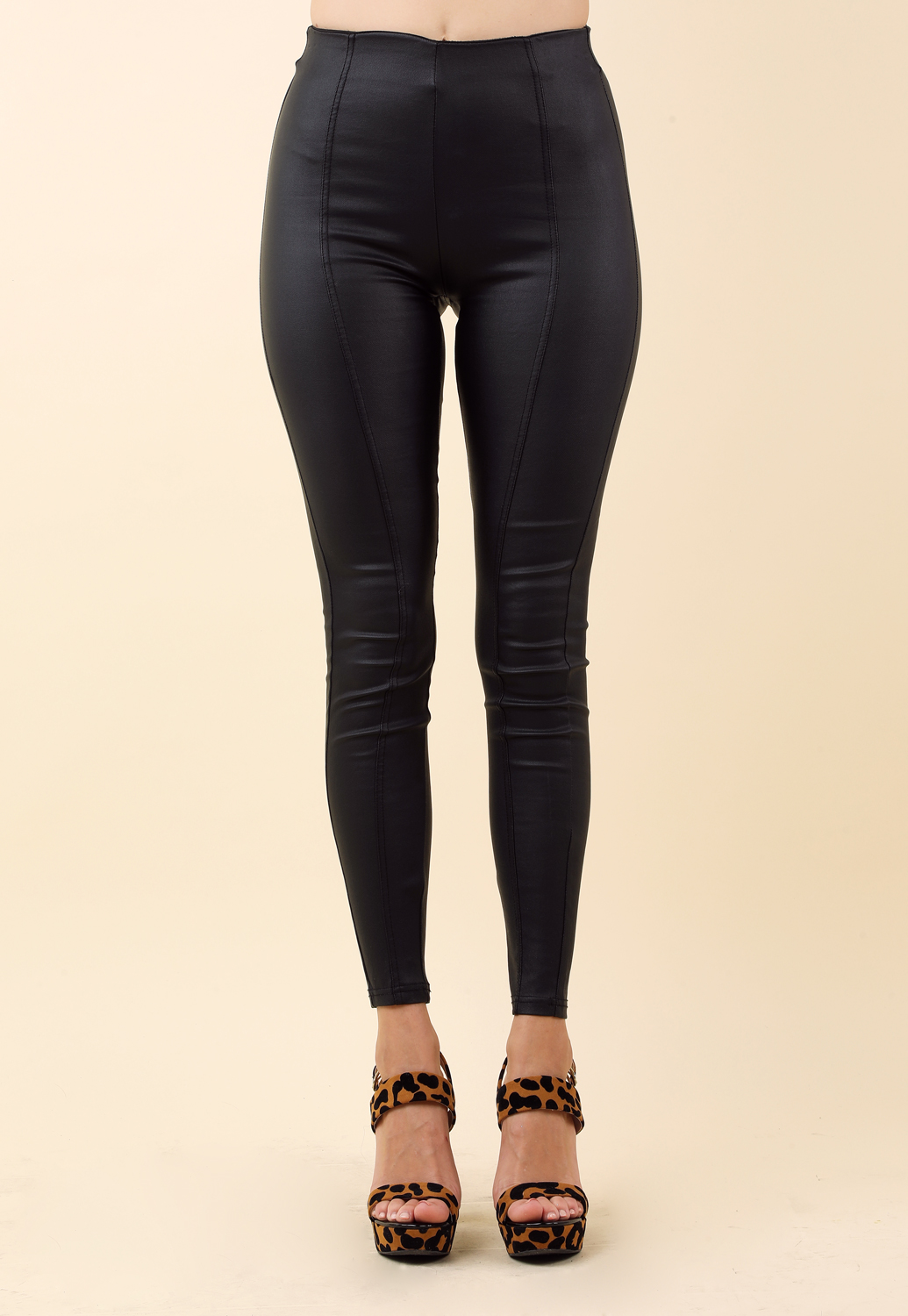 Faux Leather High Rise Pants 