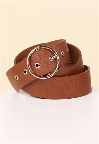 Faux Leather O-Ring Buckle Belt