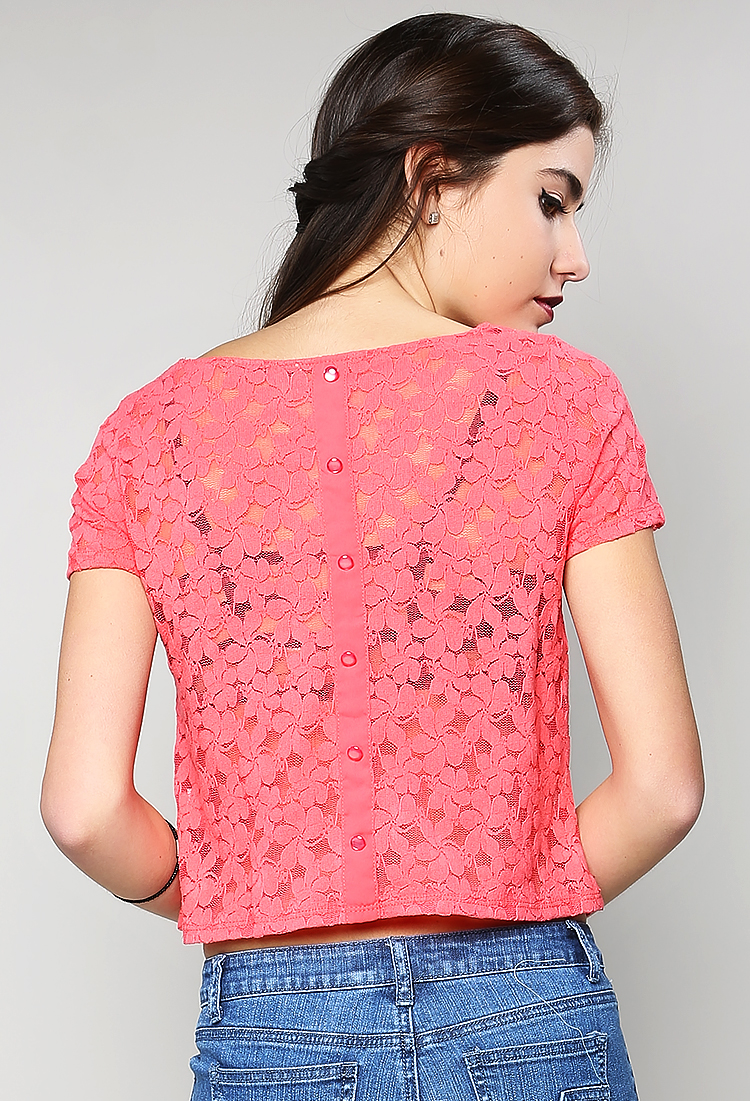 Flower Lace Crop Top | Shop at Papaya Clothing