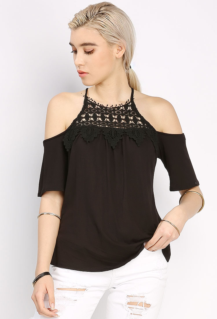 Crochet Detail Off The Shoulder Top | Shop Dressy Tops at Papaya Clothing