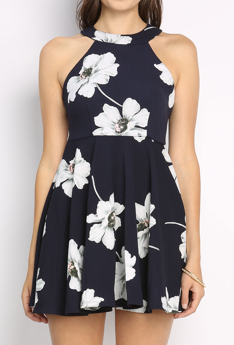 Flower Patterned Flare Mini Dress | Shop Old Day Dresses at Papaya Clothing