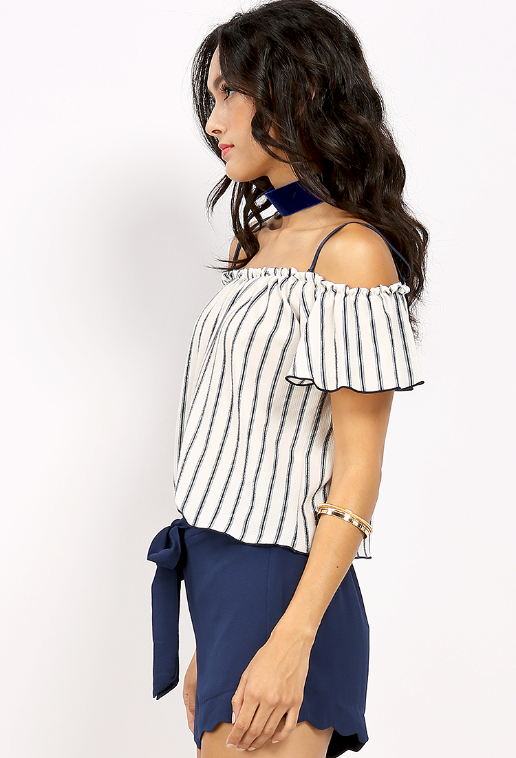 Striped Off-The-Shoulder Top | Shop What's New at Papaya Clothing