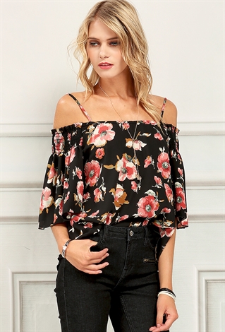 Floral Print Off-The-Shoulder Top | Shop Dressy Tops at Papaya Clothing