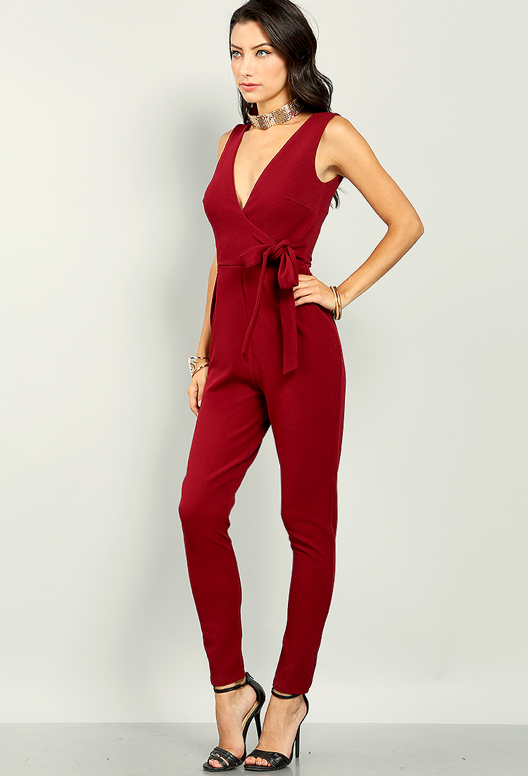 Self-Tie Plunging Jumpsuit | Shop What's New at Papaya Clothing