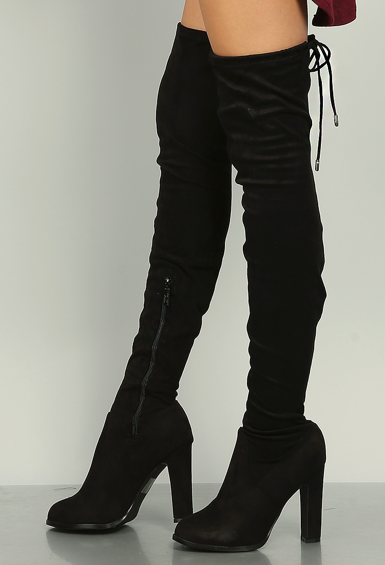 Suedette Thigh High Boots | Shop Old Shoes at Papaya Clothing