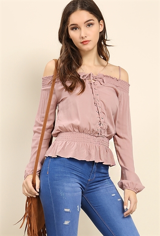 Lace-Up Off-The-Shoulder Top | Shop What's New at Papaya Clothing
