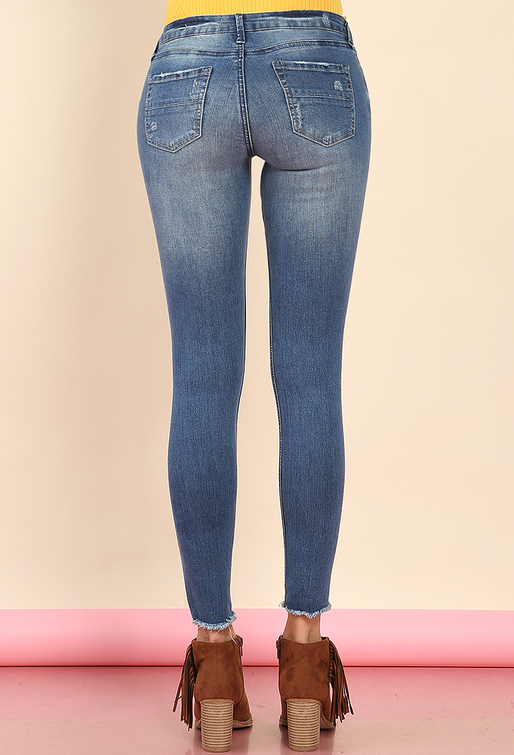 Ashley Mid-Rise Raw-Hem Skinny Jeans | Shop Skinny Jeans at Papaya Clothing