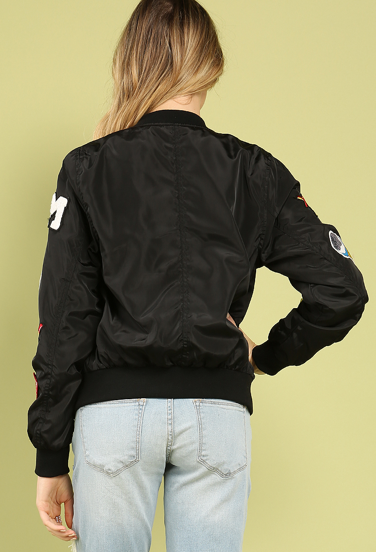 Graphic Patch Bomber Jacket