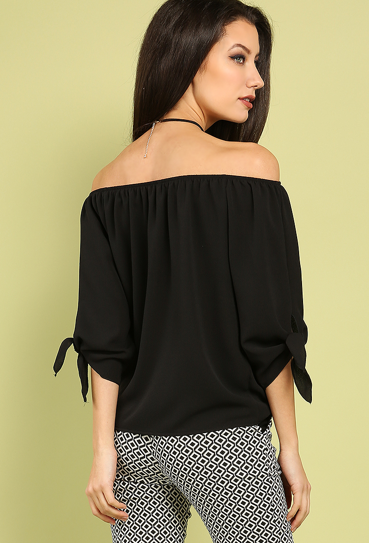 Button-Front Off-The-Shoulder Blouse | Shop What's New at Papaya Clothing