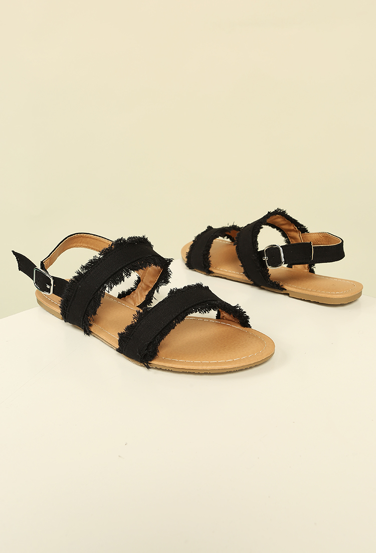 Frayed Strappy Denim Sandals | Shop Old Shoes at Papaya Clothing