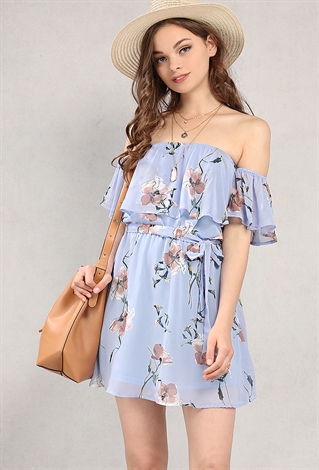 Floral Print Off-The-Shoulder Flounce Dress | Shop Old Dresses at ...