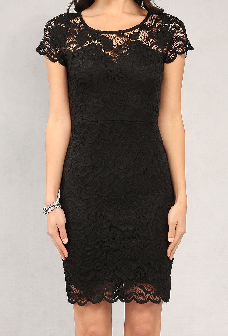 Lace Overlay Bodycon Dress