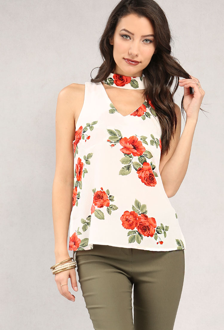 Floral Cutout Choker Top | Shop What's New at Papaya Clothing