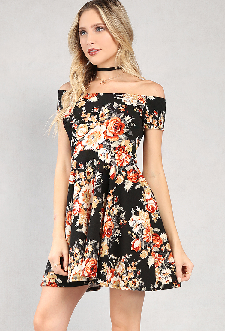 Floral Off-The-Shoulder Dress | Shop Old Dresses at Papaya Clothing