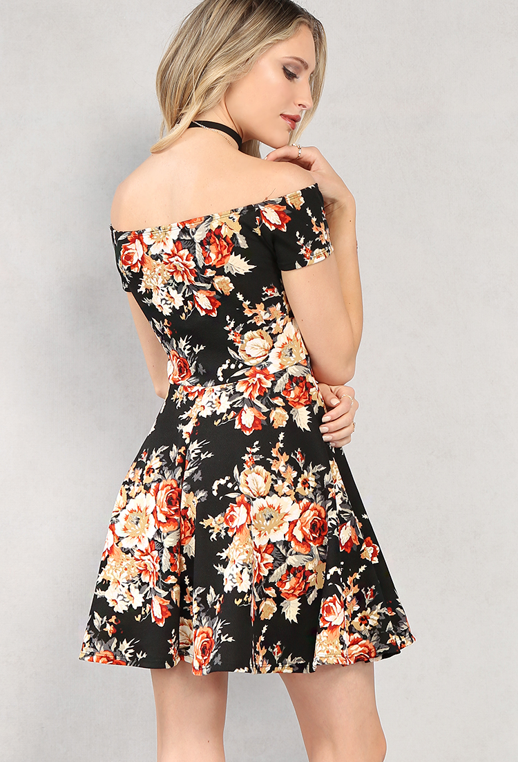 Floral Off-The-Shoulder Dress | Shop Old Dresses at Papaya Clothing