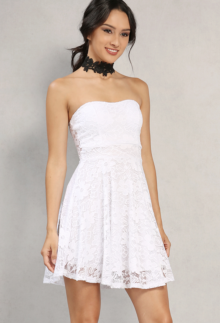 Lace Overlay Fit And Flare Dress W/ Choker | Shop What's New at Papaya ...
