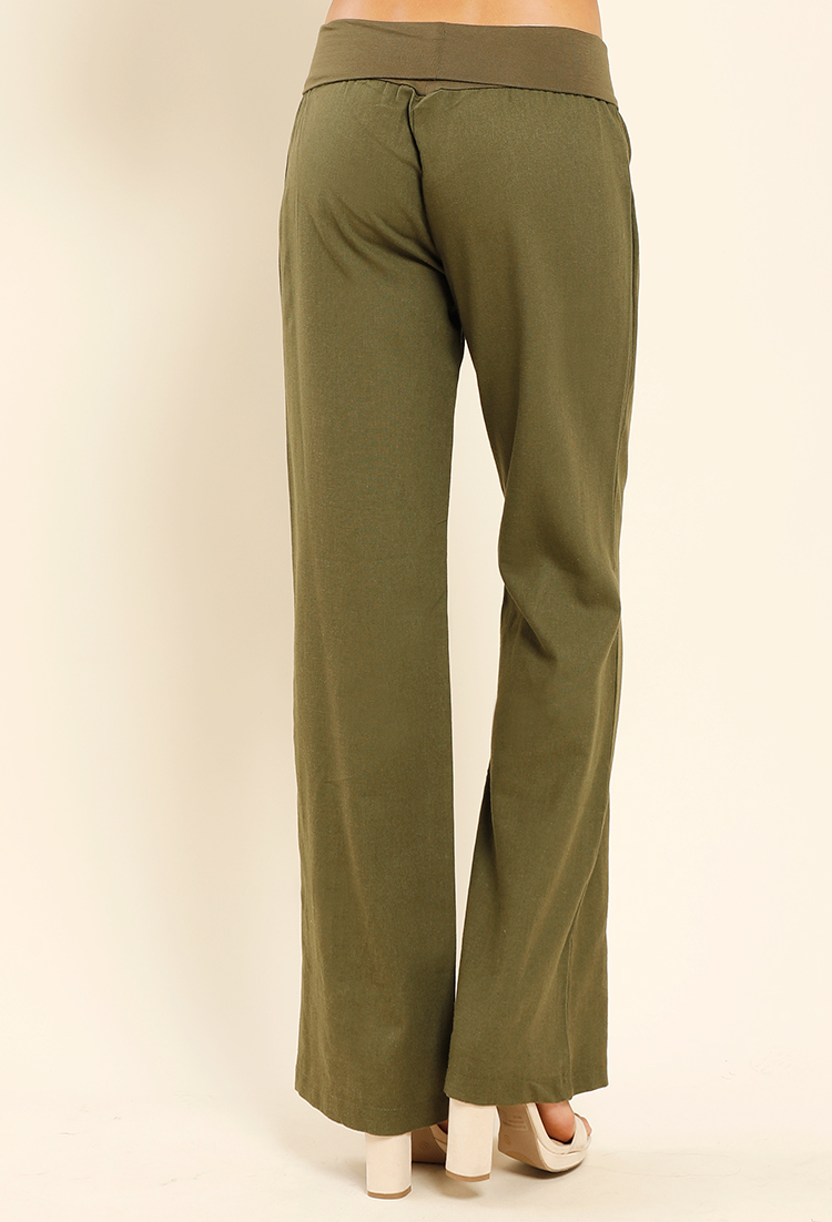 Fold-Over Waist Linen-Blend Pants | Shop What's New at Papaya Clothing