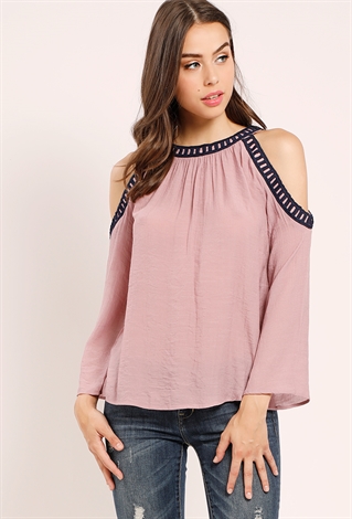 Open Shoulder Crochet-Trimmed Top | Shop What's New at Papaya Clothing