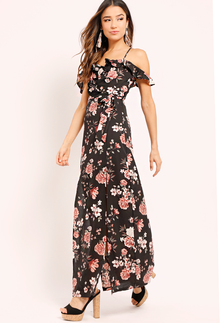 Floral Printed Open-Shoulder Ruffled Maxi Dress | Shop What's New at ...