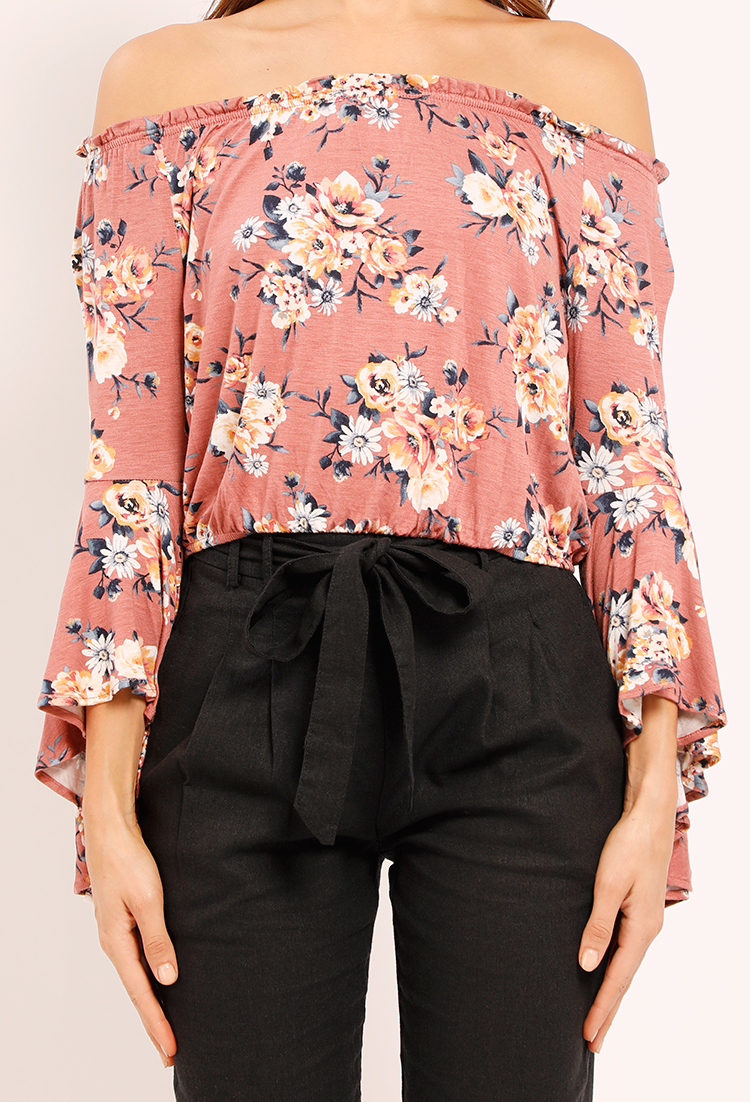 Off-The-Shoulder Floral Printed Bell-Sleeve Top | Shop What's New at ...
