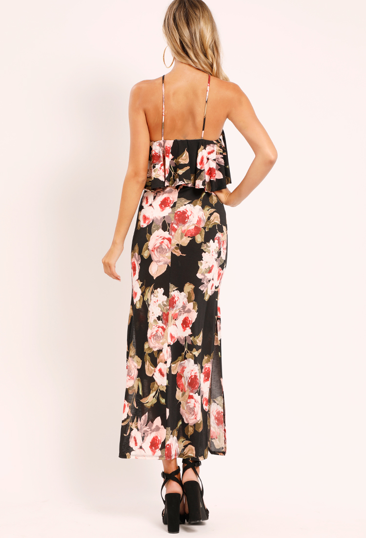 Halter-Neck Flounce Floral Printed Maxi Dress | Shop What's New at ...